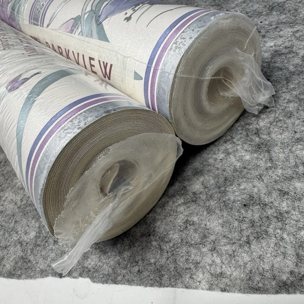 Vtg Floral Cottagecore Pre Pasted Wallpaper Vinyl Wallcovering 57 sqft Garden